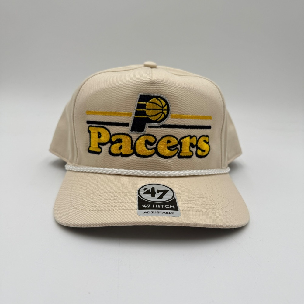 '47 Brand Hitch Cream Indiana Pacers Core Logo Hitch Adjustable Snapback Hat NEW